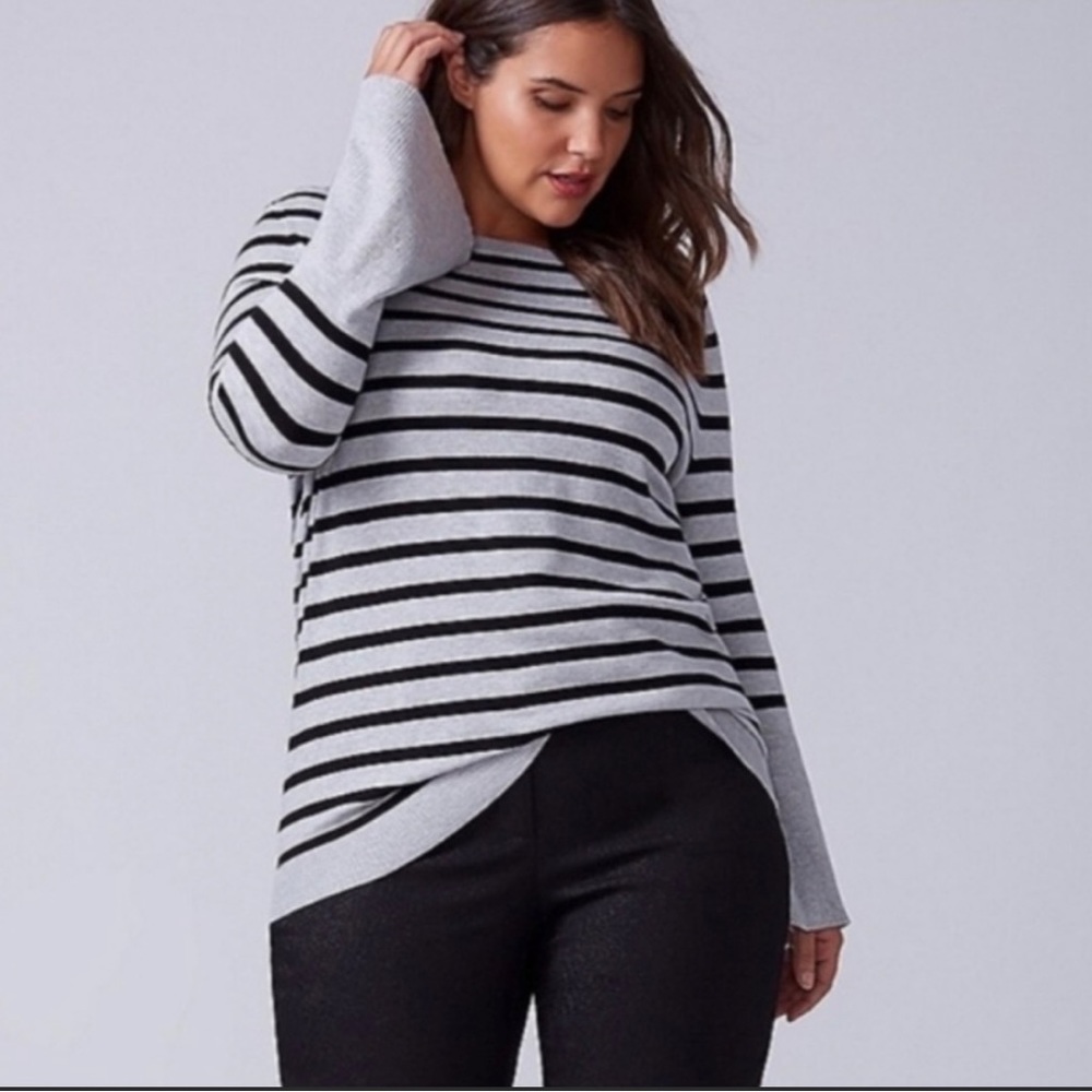 Lane Bryant Stripe Bell Sleeve Sweater Top Sz 18/20